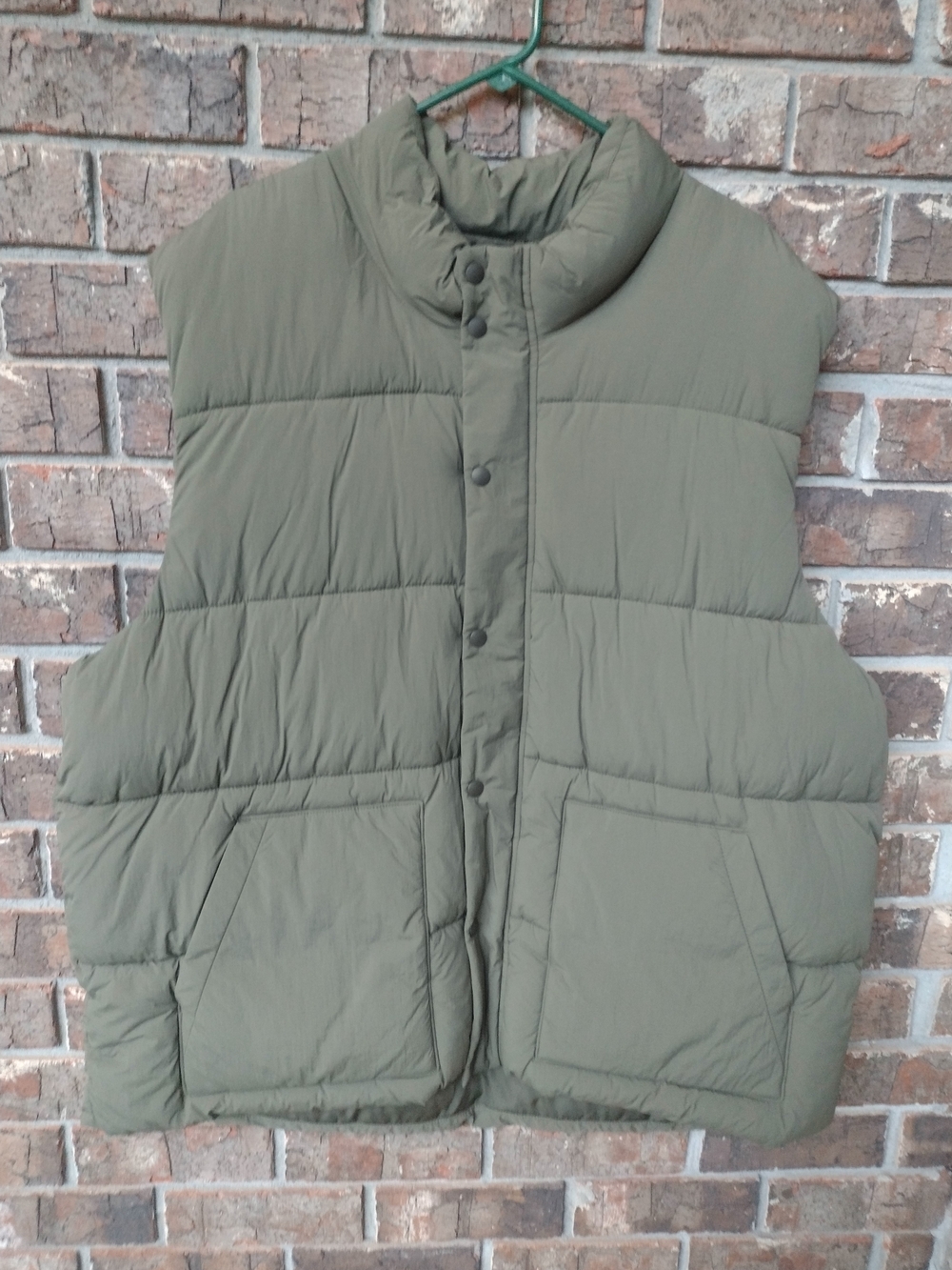 GAP Puffer Vest Men's XXXL Olive Green Water Resistant Insulated Full Zip & Snap